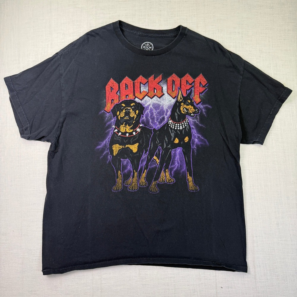 BACK OFF Rottweiler Doberman D&M T-Shirt XL Men Black ARFARF Guard Dog Lightning